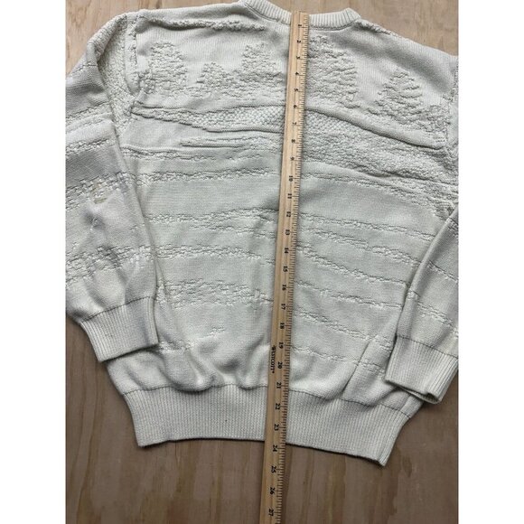 Vtg Sweater Large Beige Golf Embroidered Crew Neck Grandpa Dad Retro Size L - Picture 5 of 7